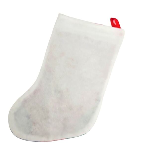 Santa Claus Felt Fluffy Christmas Holiday Stocking 14" x 9" w/7.5" Opening Merry - Picture 3 of 3